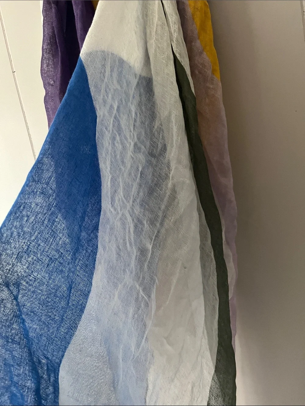 ZARA Striped Lightweight Scarf in Purple, Yellow, Blue, Gray, White